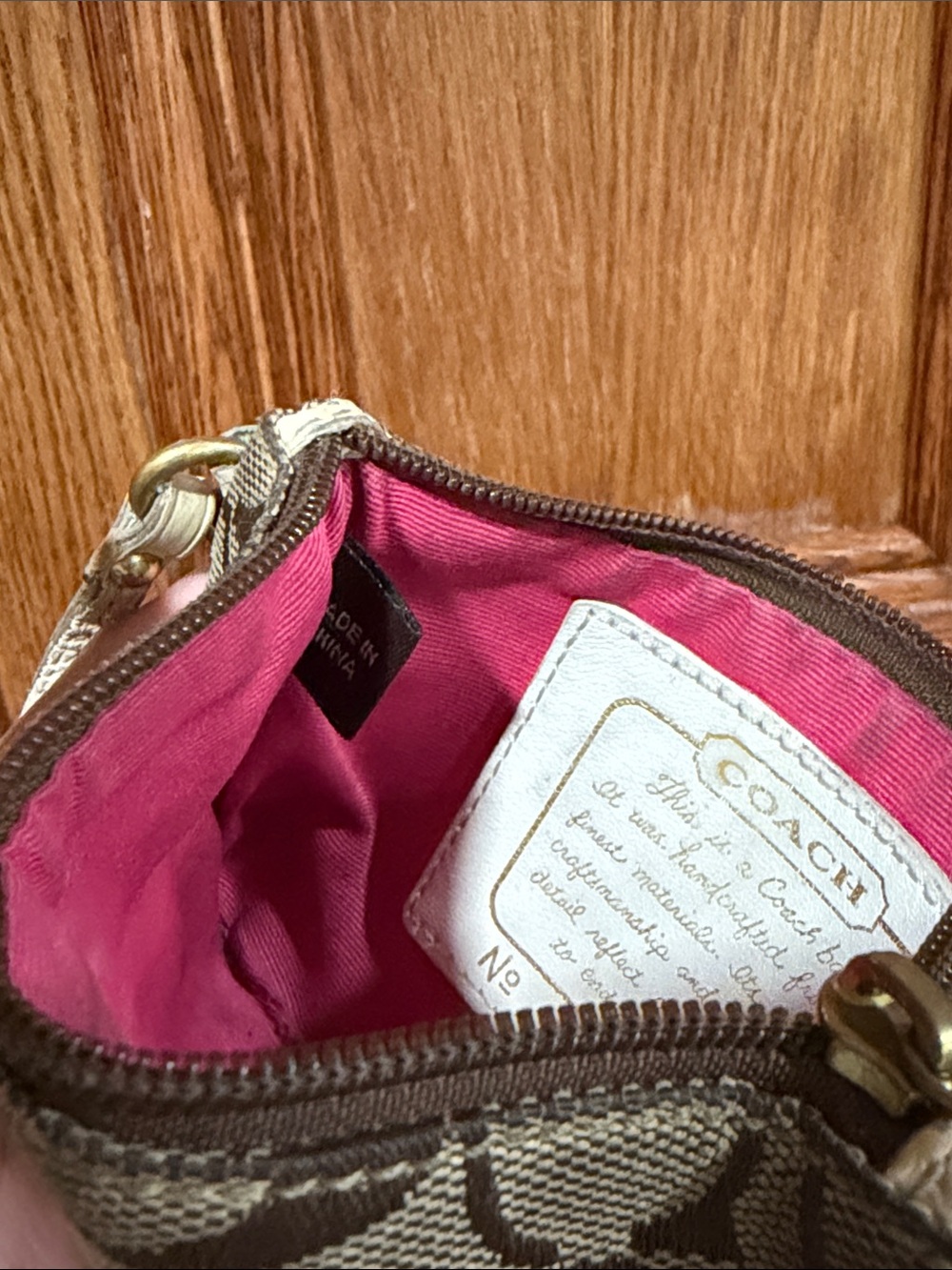 Coach Y2K Tan Signature Canvas Wristlet with Multicolor Stripe Accents - Picture 5 of 11